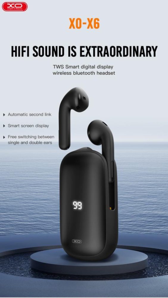 XO X6 ΑΚΟΥΣΤΙΚΑ HANDSFREE BLUETOOTH TWS, ΜΕ ΟΘΟΝΗ, ΜΑΥΡΑ - Image 4