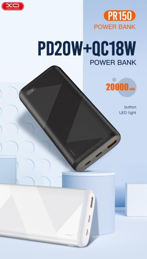 XO PR150 POWERBANK PD20W+QC18W 20000mAh ΜΑΥΡΟ - Image 3