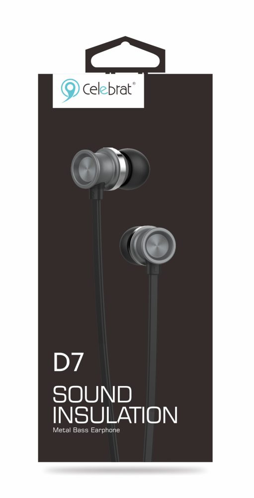 CELEBRAT Earphones με μικρόφωνο D7, 10mm, 3.5mm, 1.2m, μαύρα - Image 2