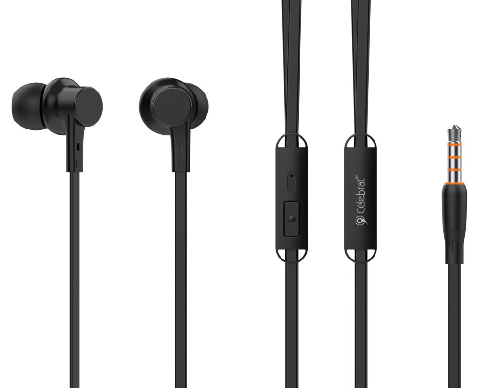 CELEBRAT earphones με μικρόφωνο G19, 3.5mm, 1.2m, μαύρα