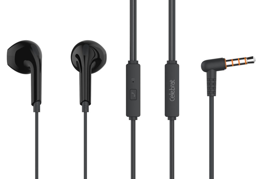 CELEBRAT earphones με μικρόφωνο G20, 3.5mm, 1.2m, μαύρα