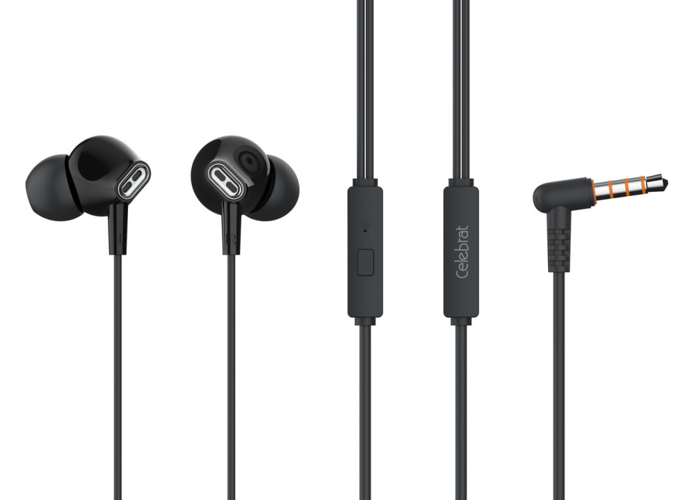 CELEBRAT earphones με μικρόφωνο G21, 3.5mm, 1.2m, μαύρα