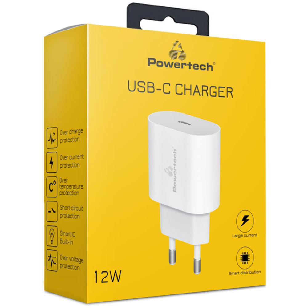 POWERTECH φορτιστής τοίχου PT-1150, USB-C, 12W, λευκός - Image 2