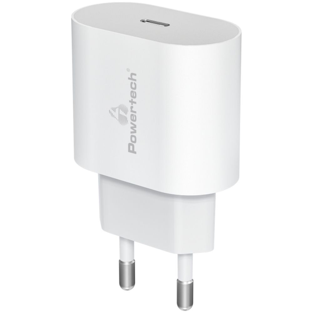 POWERTECH φορτιστής τοίχου PT-1150, USB-C, 12W, λευκός