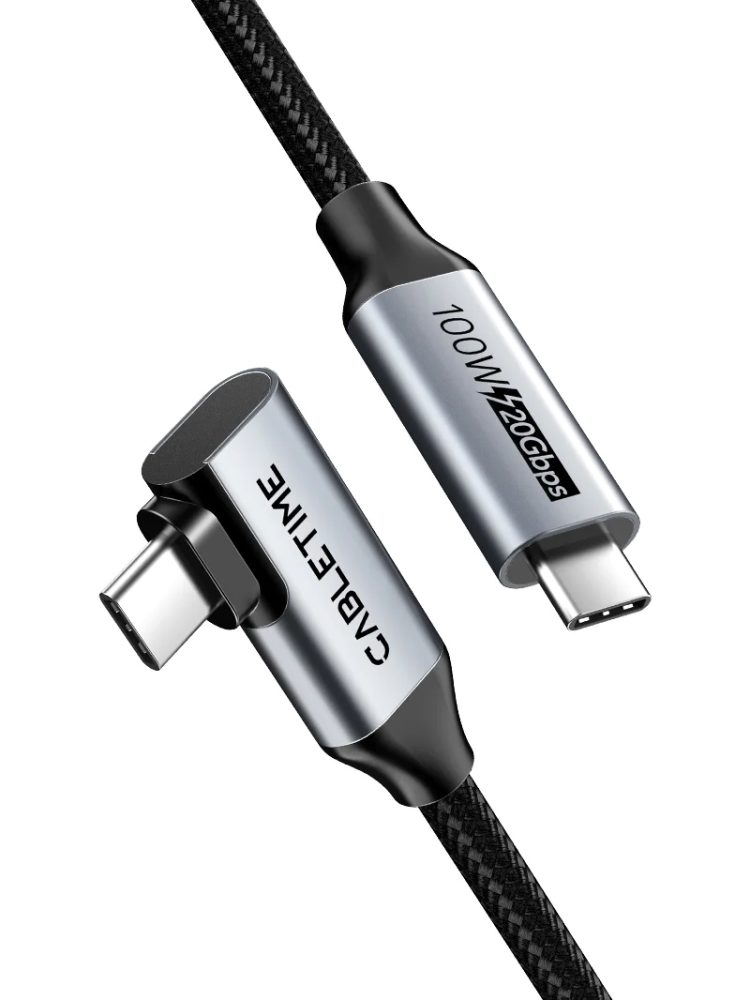 CABLETIME καλώδιο USB-C CT-CMCML-AG1, γωνιακό, 100W 20Gbps 4K, 1m, μαύρο