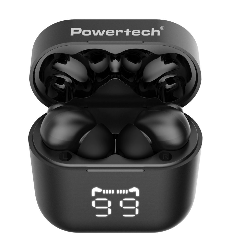 POWERTECH earphones με θήκη φόρτισης PT-1227, TWS, ENC, 30/480mAh, μαύρα - Image 4