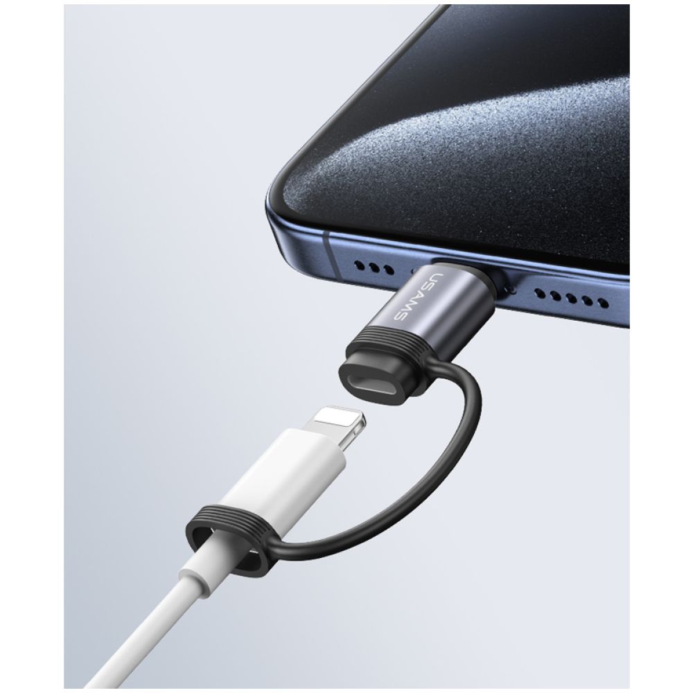 USAMS αντάπτορας USB-C σε Lightning US-SJ677, 30W, 480Mbps, γκρι - Image 4