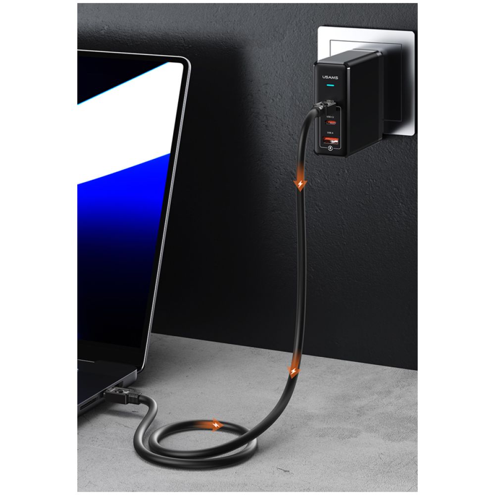 USAMS καλώδιο USB-C σε USB-C US-SJ684, 100W, 480Mbps, 1.2m, μαύρο - Image 2