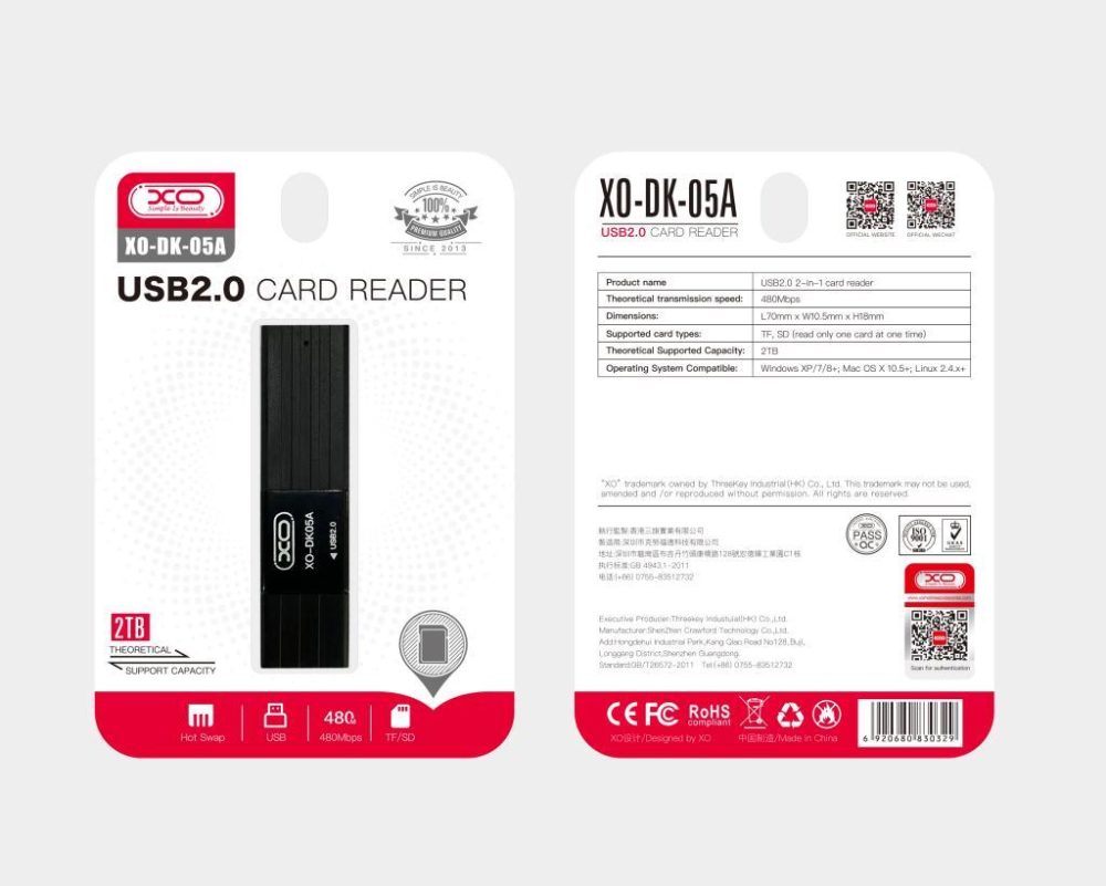 XO DK05A USB 2.0 2-in-1 CARD READER