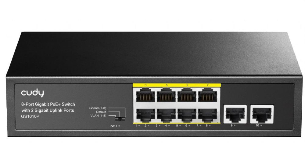 CUDY GS1010P 8 PORT + 2 UPLINK GIGABIT POE+ SWITCH, 120W