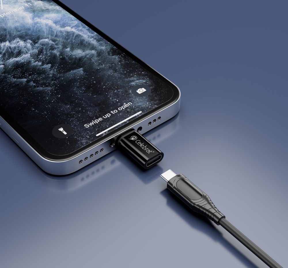 CELEBRAT αντάπτορας Lightning σε USB-C CA-03, 2A, 480Mbps, μαύρος - Image 4