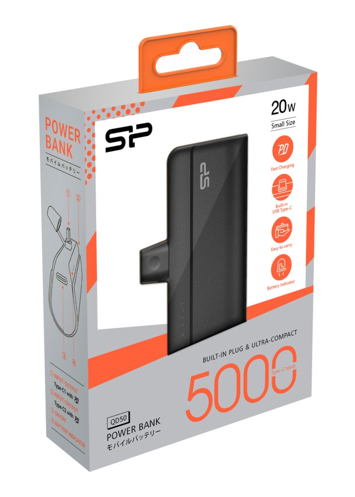 SILICON POWER power bank QD50, USB-C, 5000mAh, 20W PD, μαύρο - Image 5