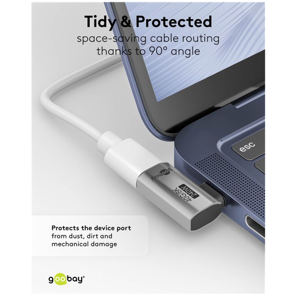 GOOBAY αντάπτορας USB-C 74441, γωνιακός 90°, USB4, 240W, 40Gbps, 8K, γκρι - Image 2