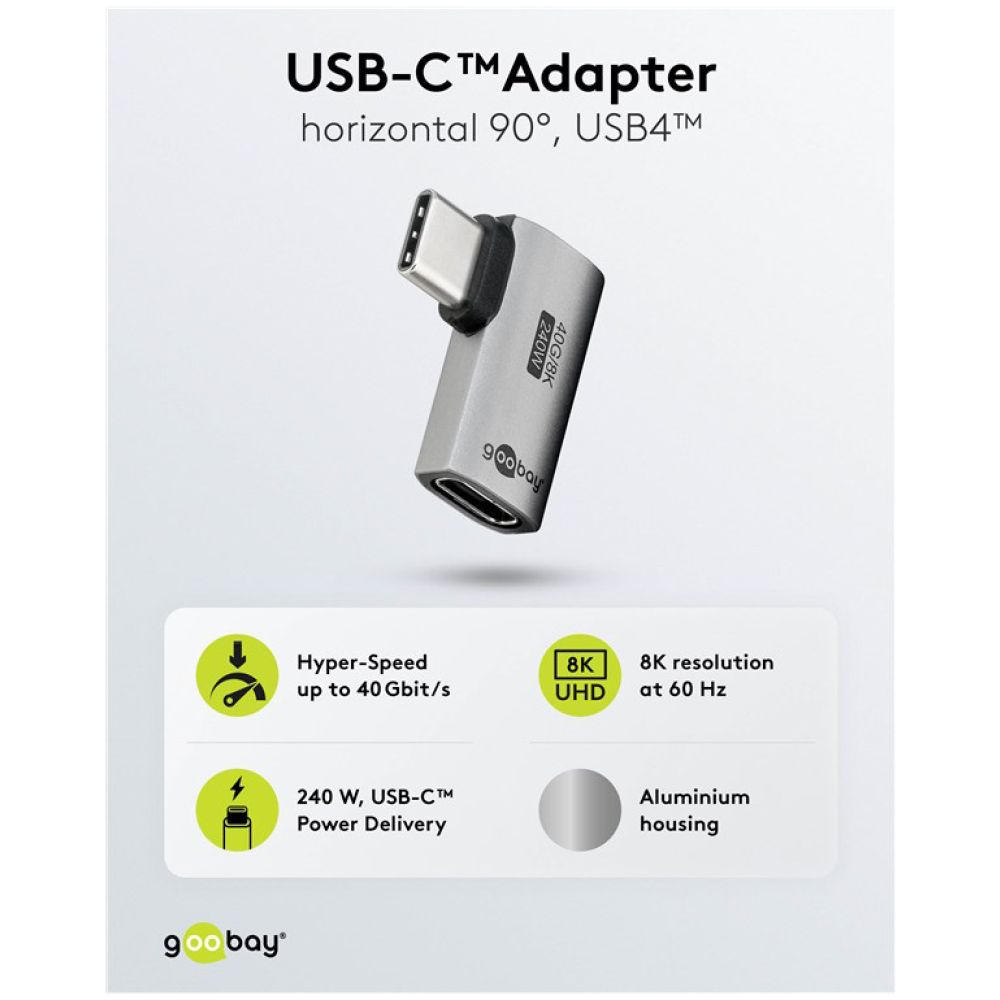 GOOBAY αντάπτορας USB-C 74441, γωνιακός 90°, USB4, 240W, 40Gbps, 8K, γκρι - Image 4