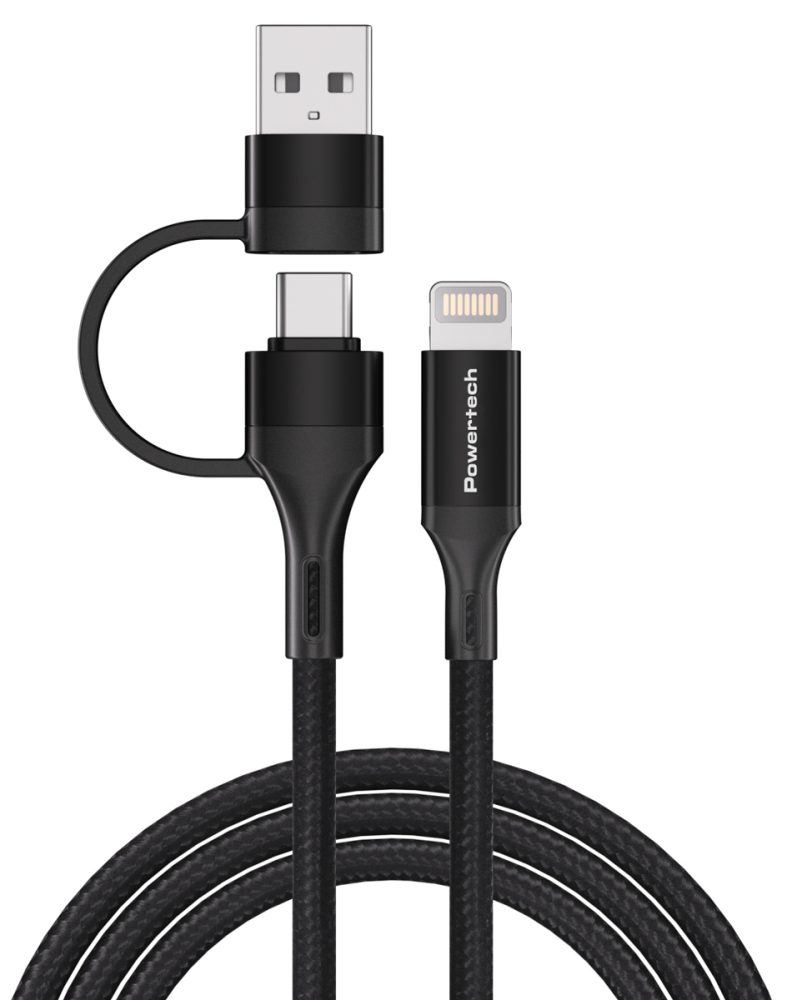 POWERTECH καλώδιο USB & USB-C σε Lightning PTR-0159, PD 27W, copper, 1.5m, μαύρο