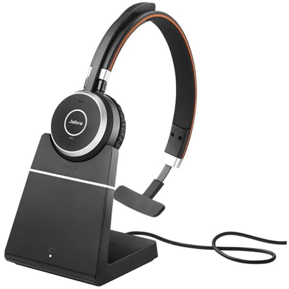 Jabra Evolve 65 SE Mono MS Wireless On Ear Headset with Charging Stand  (6593-833-399) (JAB6593-833-399)