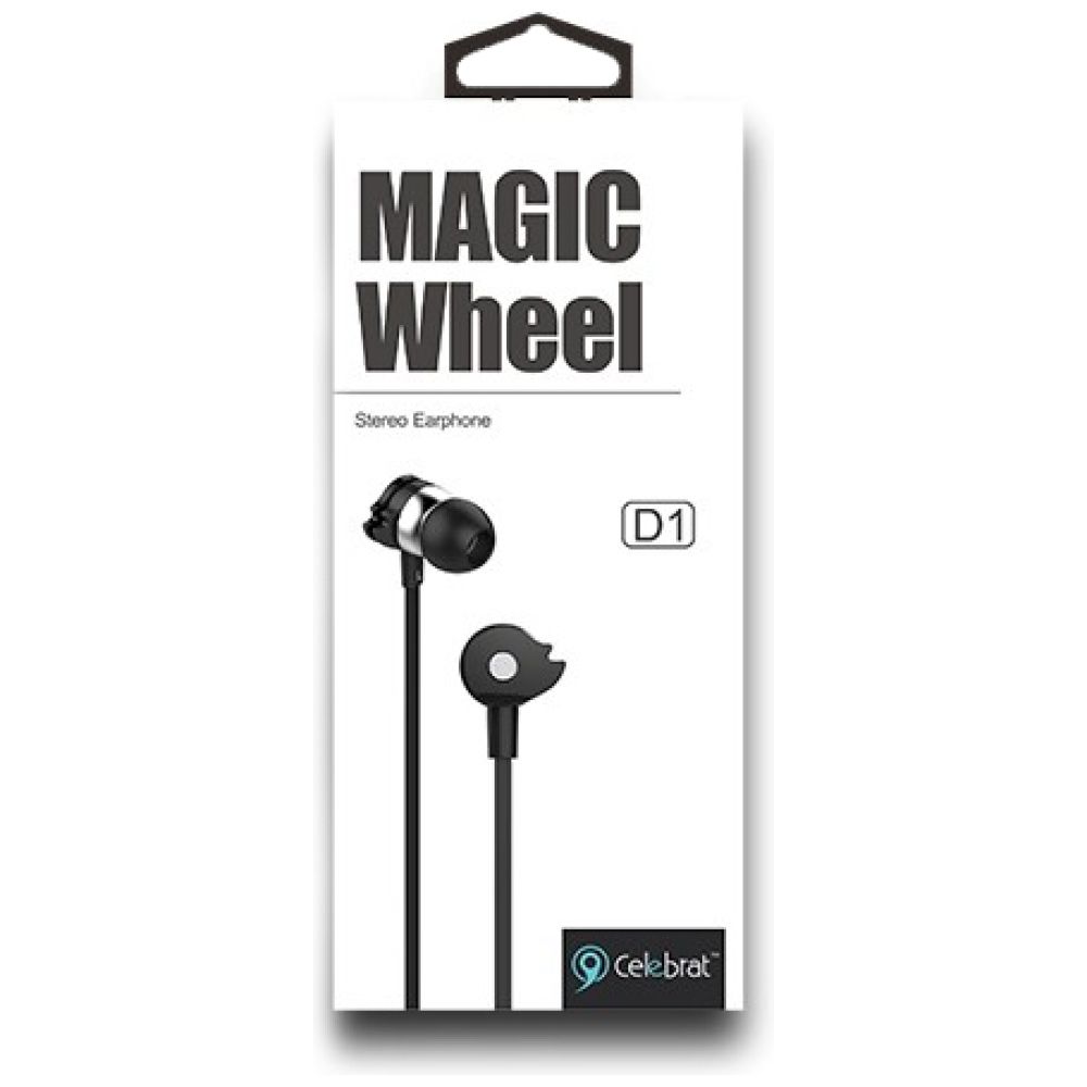 CELEBRAT earphones με μικρόφωνο D1, 3.5mm, Φ10mm, 1.2m flat, μαύρα - Image 2