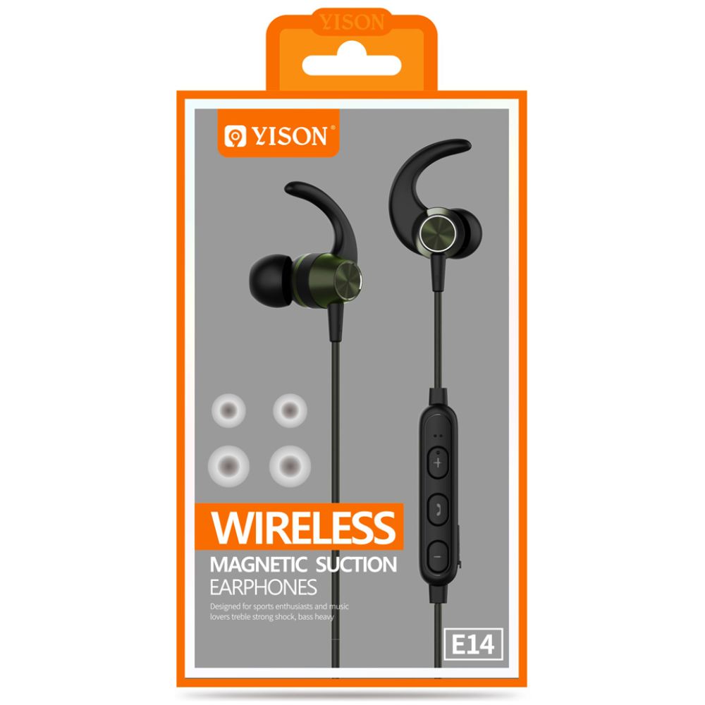 YISON Bluetooth earphones E14 με μικρόφωνο HD, Magnetic, 10mm, μαύρα - Image 3