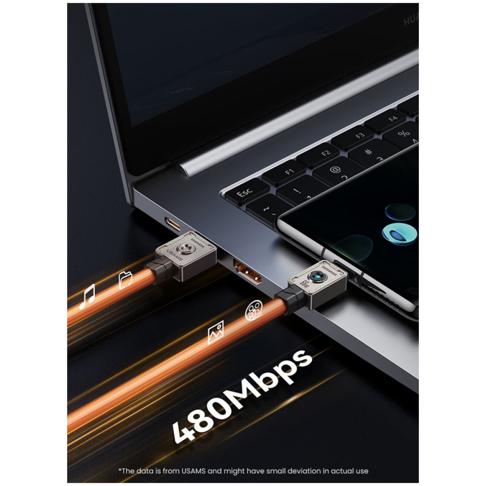 USAMS καλώδιο USB-C σε USB US-SJ686, 66W, 480Mbps, 1.2m, μαύρο - Image 5