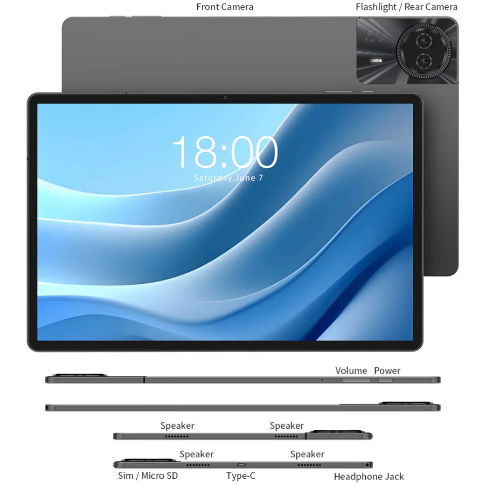 TECLAST tablet T50 Max, 11", 8/256GB, 4G, Android 14, 8000mAh, γκρι - Image 8