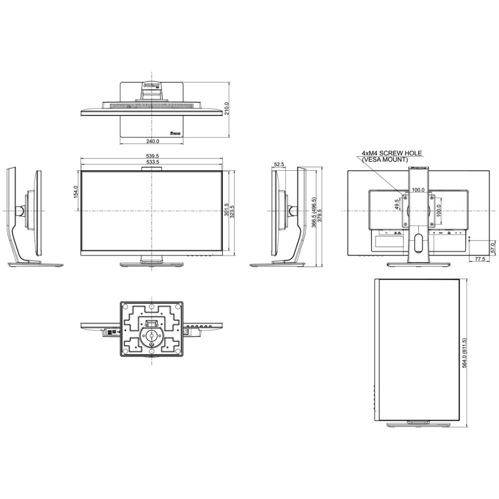 IIYAMA οθόνη ProLite XUB2492HSU, IPS-LED, 23.8", 1920x1080, VGA/HDMI/DisplayPort, μαύρη - Image 6