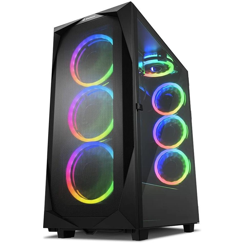 Sharkoon REV300 Gaming Full Tower Κουτί Υπολογιστή με Πλαϊνό Παράθυρο και RGB Φωτισμό Μαύρο (REV300BRGB) (SHRREV300BRGB)