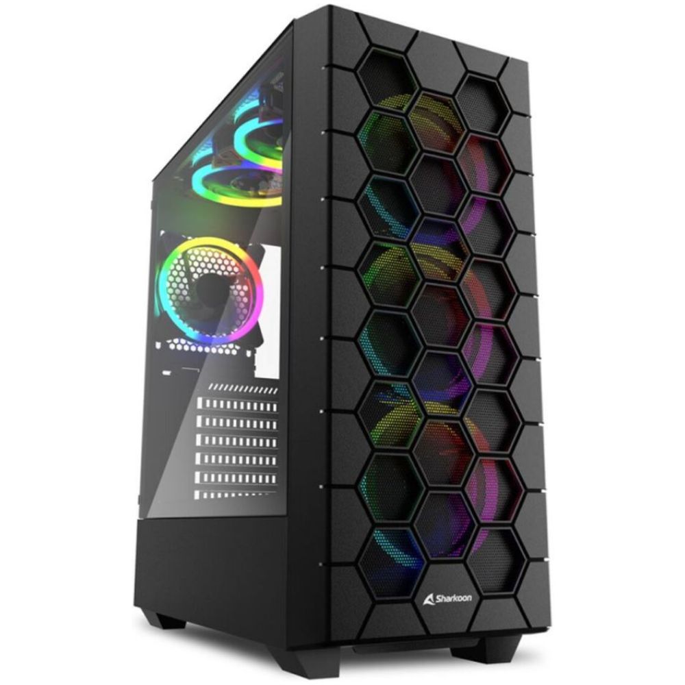 Sharkoon HEX Gaming Midi Tower Κουτί Υπολογιστή με Πλαϊνό Παράθυρο και RGB Φωτισμό Μαύρο (RGBHEX) (SHRRGBHEX)