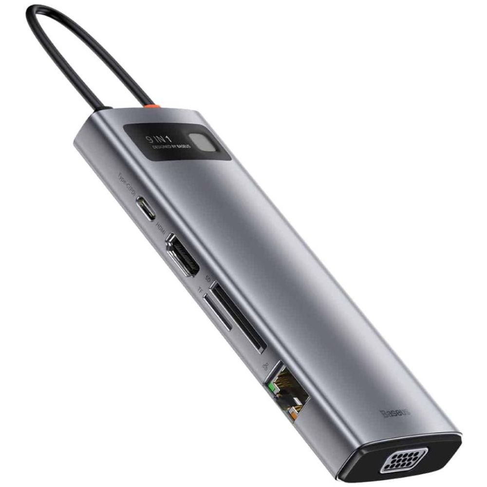 Baseus Gleam USB-C Docking Station με HDMI 4K PD Ethernet και συνδεση 2 Οθονών Γκρι (CAHUB-CU0G) (BASCAHUB-CU0G)