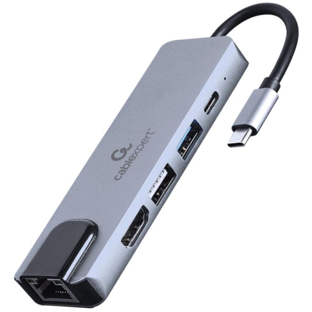 Gembird USB-C 5in1 Multiport Adapter, Pd, HDMI, USB 3.1, USB 2.0, Lan (A-CM-COMBO5-04) (GEMA-CM-COMBO5-04)