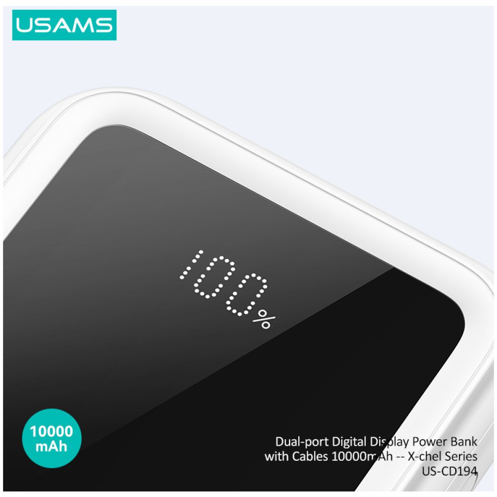 USAMS power bank US-CD194 με καλώδια, 5x έξοδοι, 10000mAh, 10W, μαύρο - Image 5