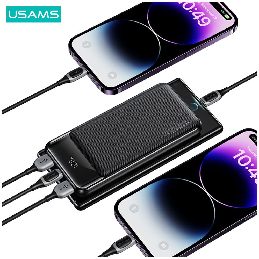 USAMS power bank US-CD198, 3x θύρες εξόδου, 10000mAh, 10W, μαύρο - Image 3