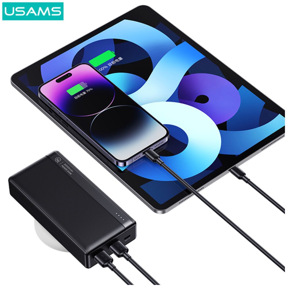 USAMS power bank US-CD205, 2x USB θύρες εξόδου, 10000mAh, 10W, μαύρο - Image 3