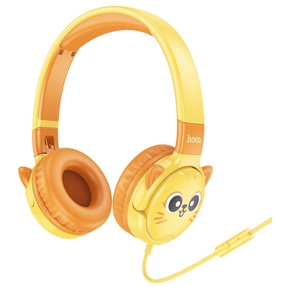 HOCO W61 VOICE WIRED HEADPHONES, SUN YELLOW - Image 2