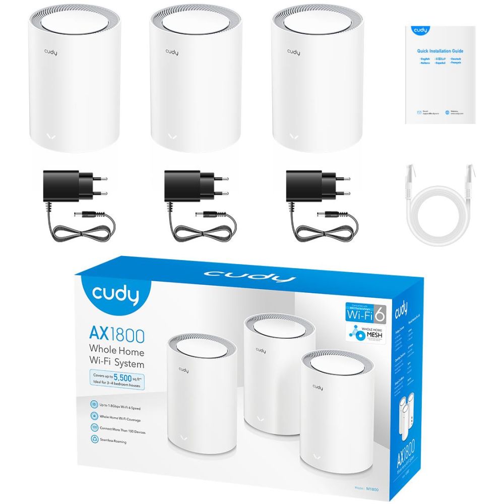 CUDY M3000 AX3000 2.5G Wi-Fi 6 MESH, 3 PACK, DUAL BAND, MU-MIMO - Image 3