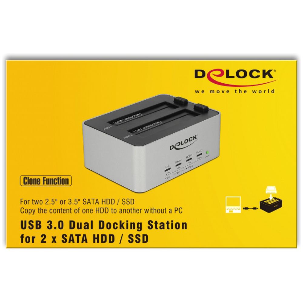 DELOCK docking station 63991, clone function, 2x 2.5/3.5" SSD/HDD, 5Gbps - Image 8