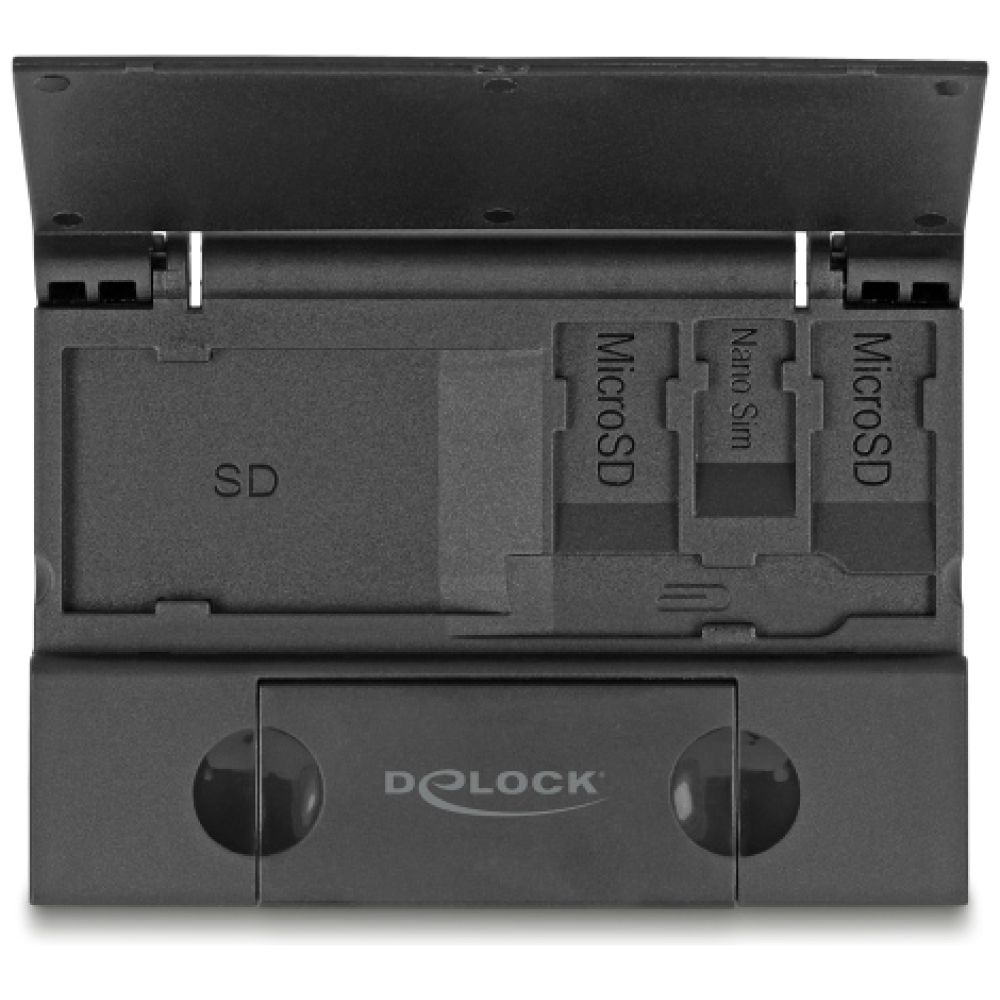 DELOCK card reader 91014 για SD & micro SD, με θήκη, USB/USB-C, 5Gbps, μαύρο - Image 3