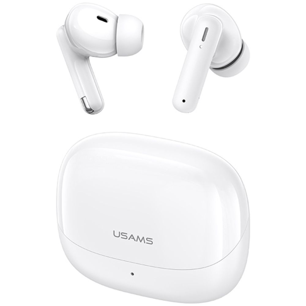 USAMS earphones με θήκη φόρτισης IF27, TWS, Φ13mm, 25/250mAh, λευκά