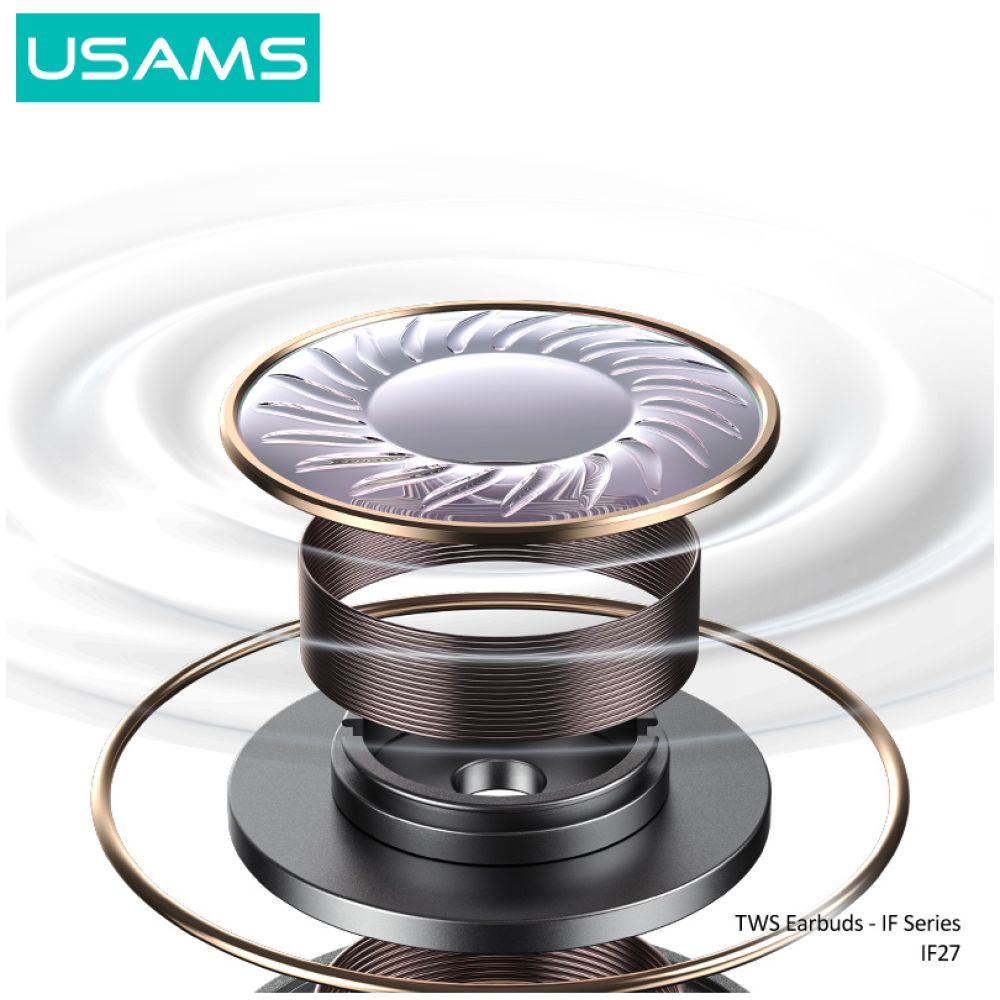 USAMS earphones με θήκη φόρτισης IF27, TWS, Φ13mm, 25/250mAh, λευκά - Image 4