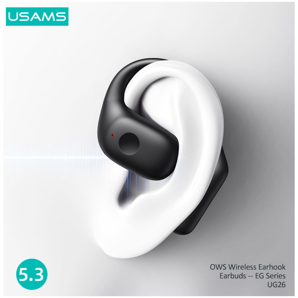 USAMS earphones με θήκη φόρτισης UG26, OWS, Φ14.2mm, 50/300mAh, μαύρα - Image 6