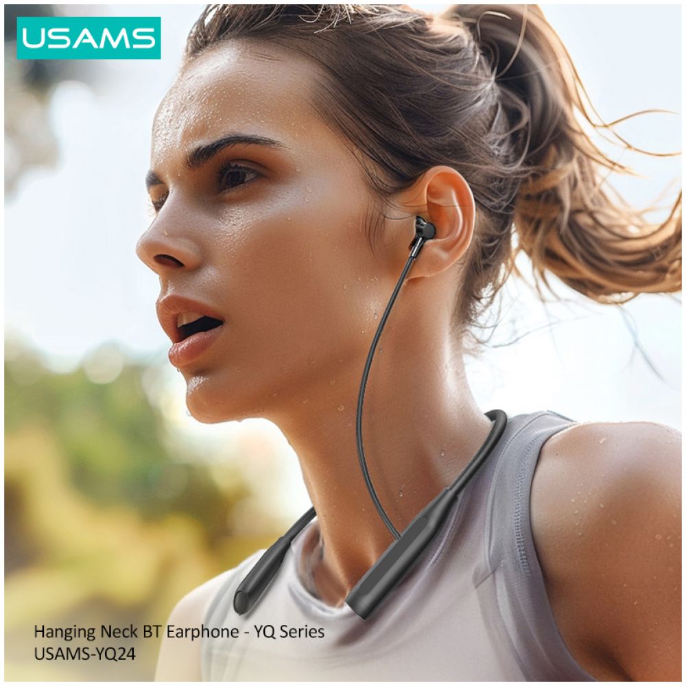 USAMS earphones YQ24 με μαγνήτη, Bluetooth, 130mAh, μαύρα - Image 2