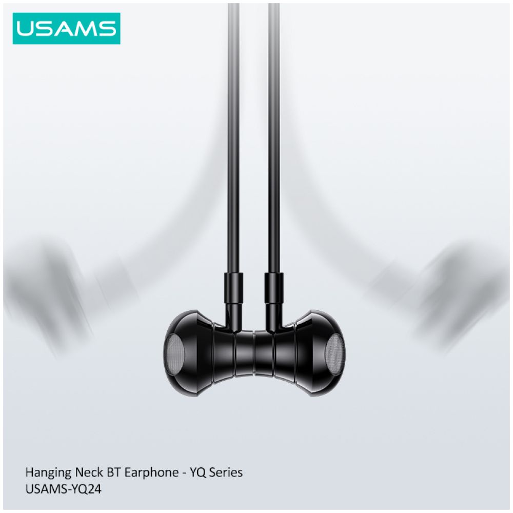 USAMS earphones YQ24 με μαγνήτη, Bluetooth, 130mAh, μαύρα - Image 4