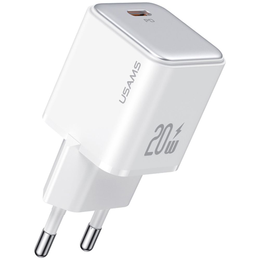 USAMS φορτιστής τοίχου US-CC183, USB-C θύρα εξόδου, 20W PD, λευκός