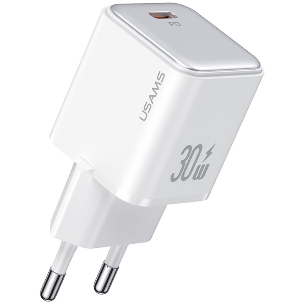 USAMS φορτιστής τοίχου US-CC186, USB-C θύρα εξόδου, 30W PD, λευκός