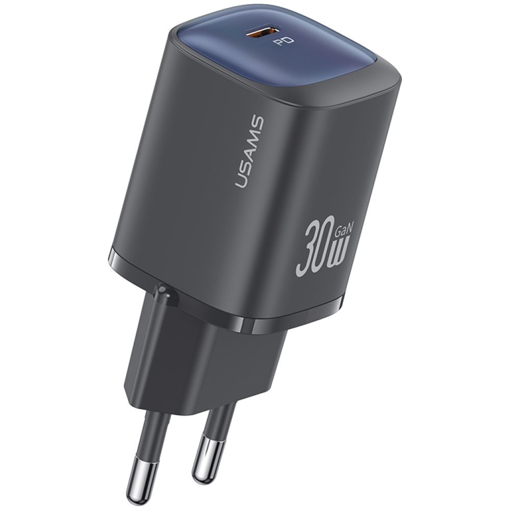 USAMS φορτιστής τοίχου US-CC251, USB-C, 30W, GaN, μαύρος