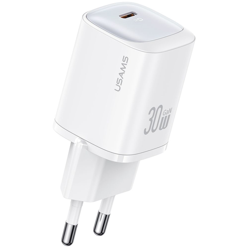 USAMS φορτιστής τοίχου US-CC251, USB-C, 30W, GaN, λευκός