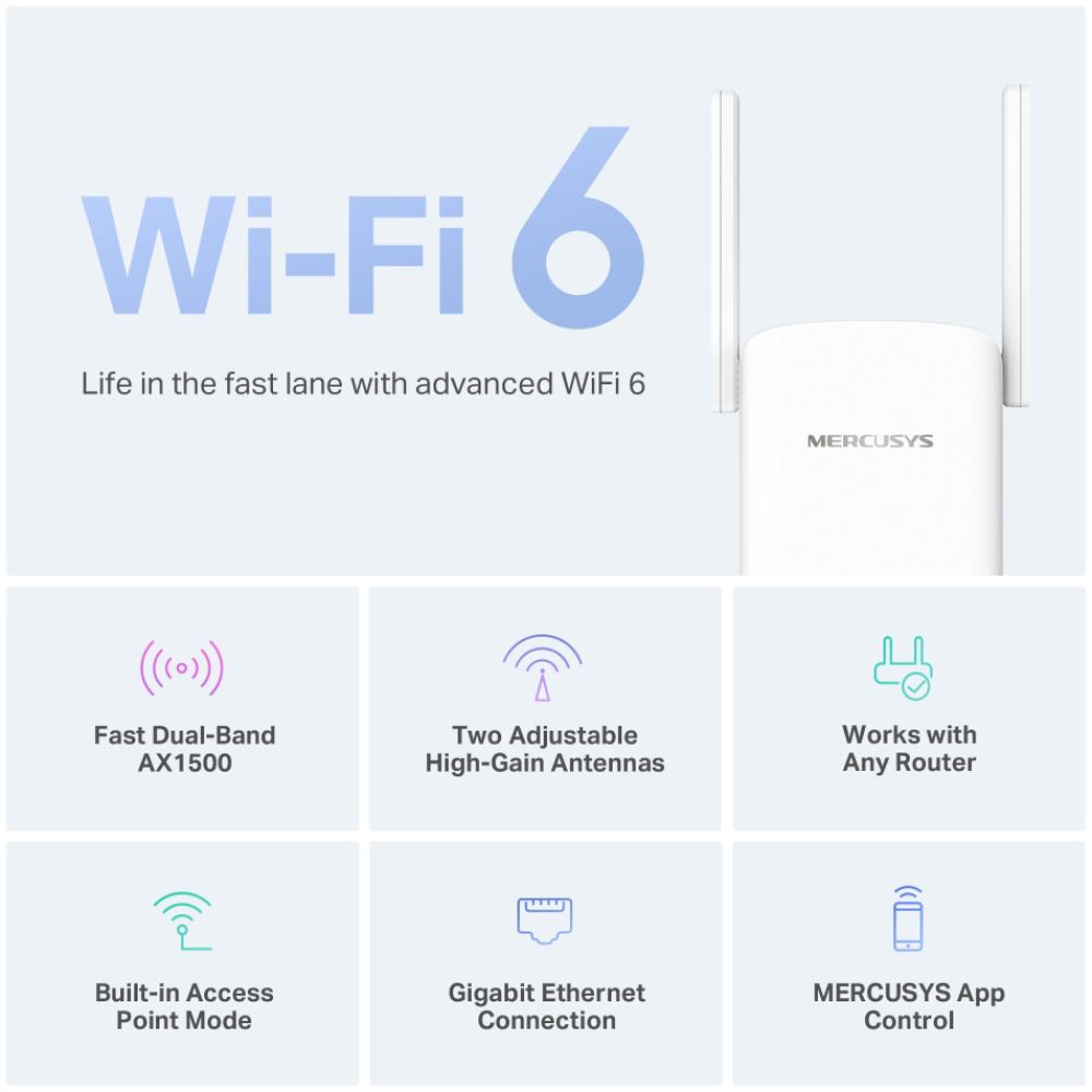 MERCUSYS range extender ME60X, WiFi 6, 1500Mbps AX1500, Ver. 1.0 - Image 3