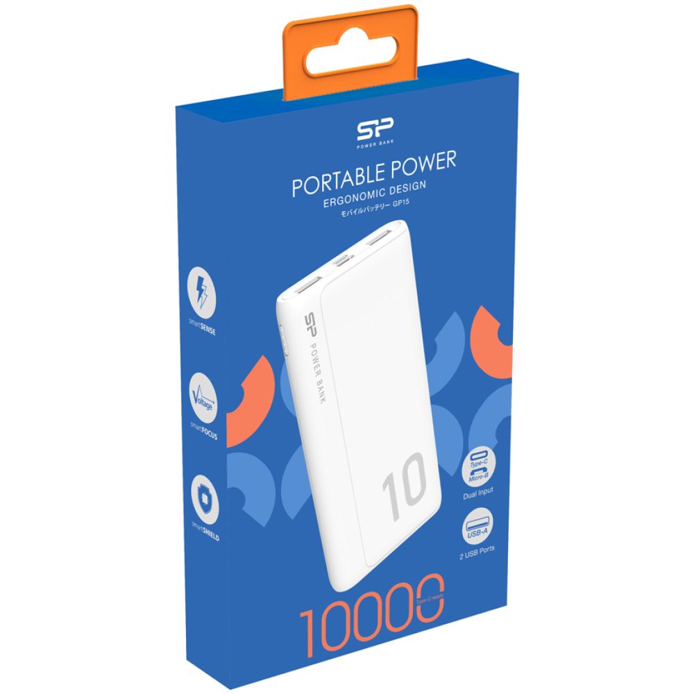 SILICON POWER power bank GP15, 10000mAh, 2x USB output, 2.1A, λευκό - Image 5