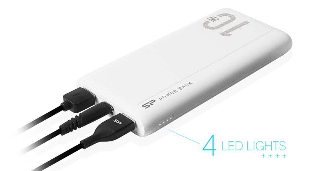 SILICON POWER power bank QP15, 10000mAh, 2x USB & USB Type-C, 3A, λευκό - Image 5