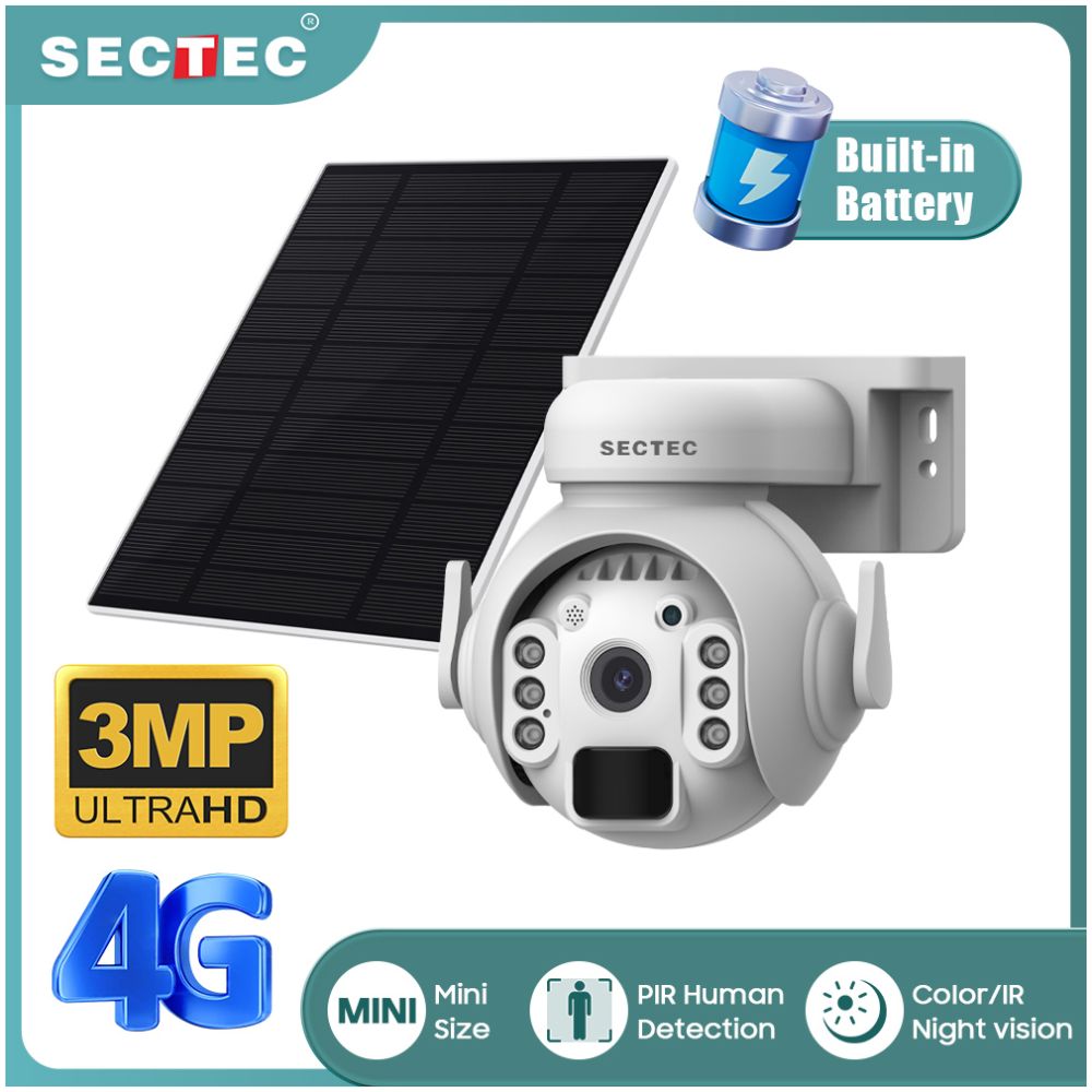 SECTEC smart ηλιακή κάμερα ST-515C-3M-4G-EU-5W, 3MP, 4G, SD, PTZ, IP65 - Image 2