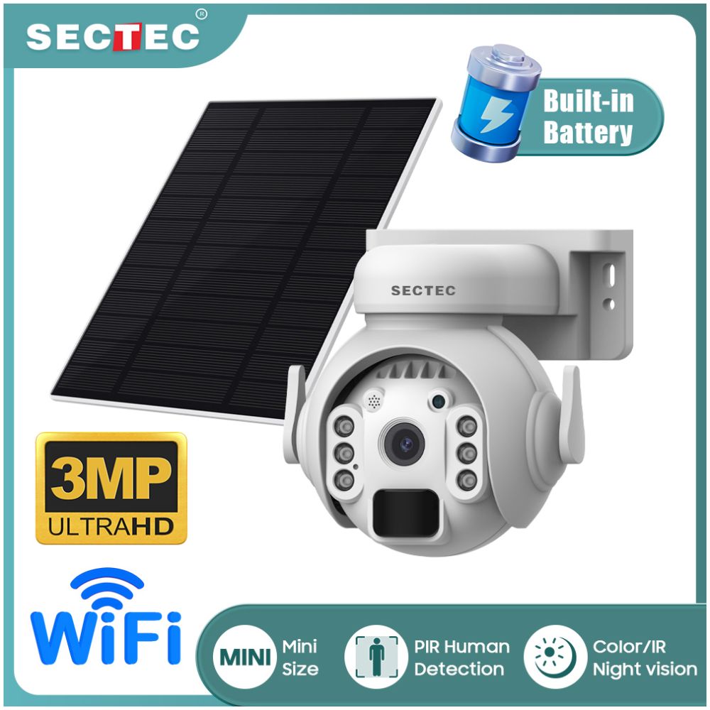 SECTEC smart ηλιακή κάμερα ST-515C-3M-5W, 3MP, WiFi, SD, PTZ, IP65 - Image 2